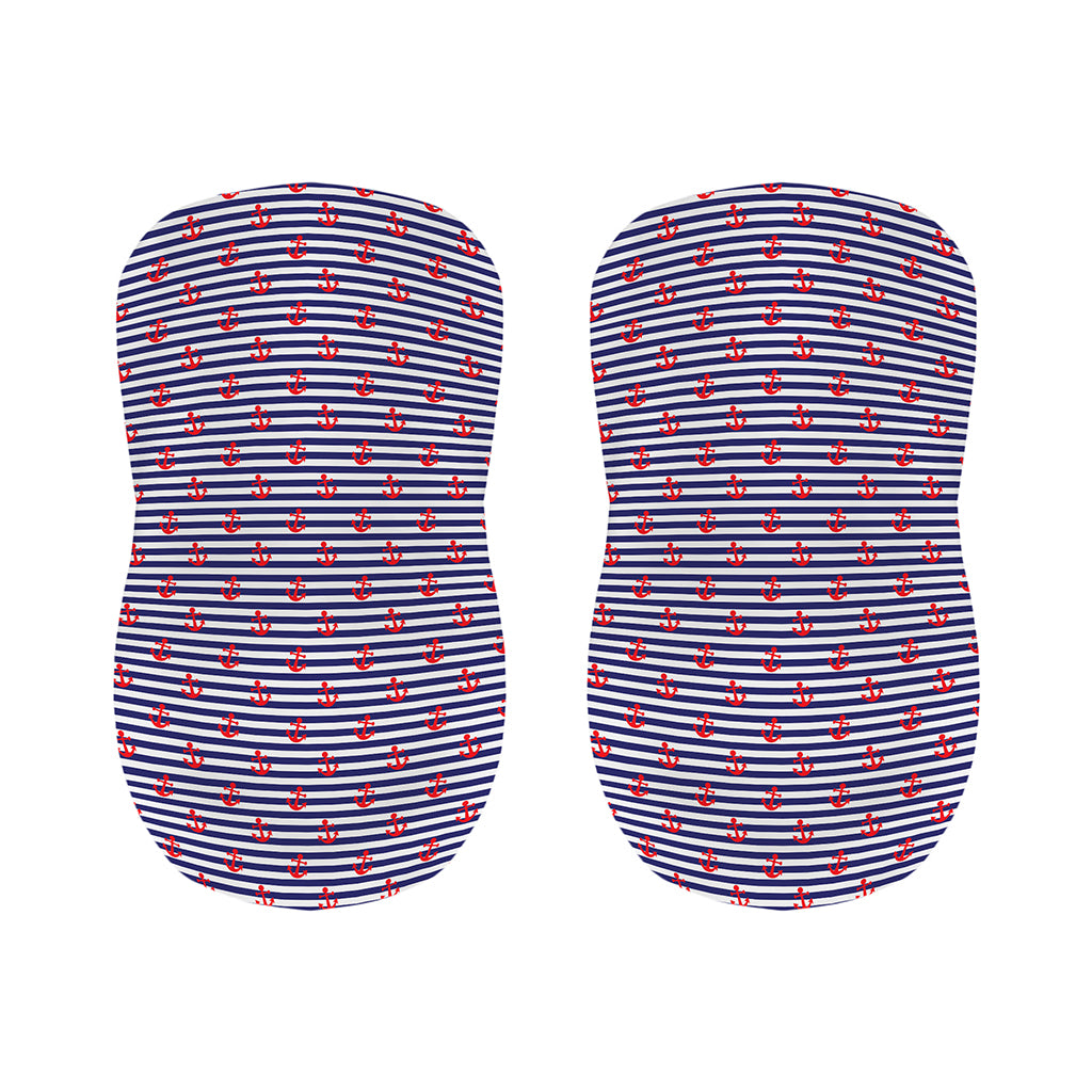 Blue Striped Nautical Anchor Print Bar Stool Covers