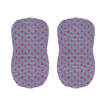 Blue Striped Nautical Anchor Print Bar Stool Covers