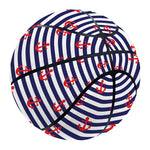 Blue Striped Nautical Anchor Print Basketball