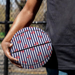 Blue Striped Nautical Anchor Print Basketball