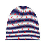 Blue Striped Nautical Anchor Print Beanie