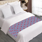 Blue Striped Nautical Anchor Print Bed Runner