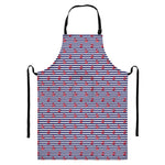 Blue Striped Nautical Anchor Print Bib Apron With Pocket