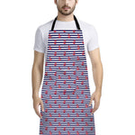 Blue Striped Nautical Anchor Print Bib Apron With Pocket
