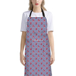 Blue Striped Nautical Anchor Print Bib Apron With Pocket