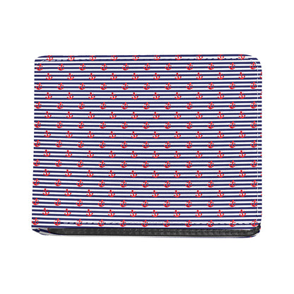 Blue Striped Nautical Anchor Print Bifold Wallet