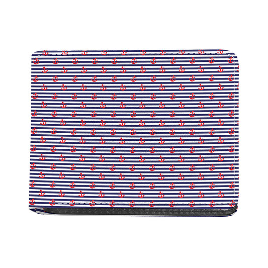 Blue Striped Nautical Anchor Print Bifold Wallet