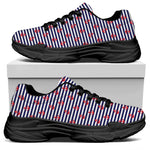 Blue Striped Nautical Anchor Print Black Chunky Shoes