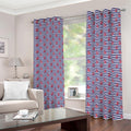 Blue Striped Nautical Anchor Print Dimout Grommet Curtains