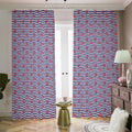 Blue Striped Nautical Anchor Print Dimout Pencil Pleat Curtains