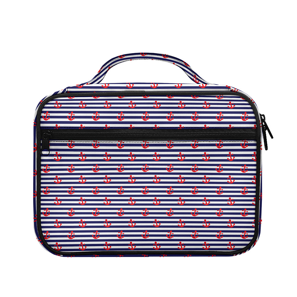 Blue Striped Nautical Anchor Print Briefcase Bible Bag