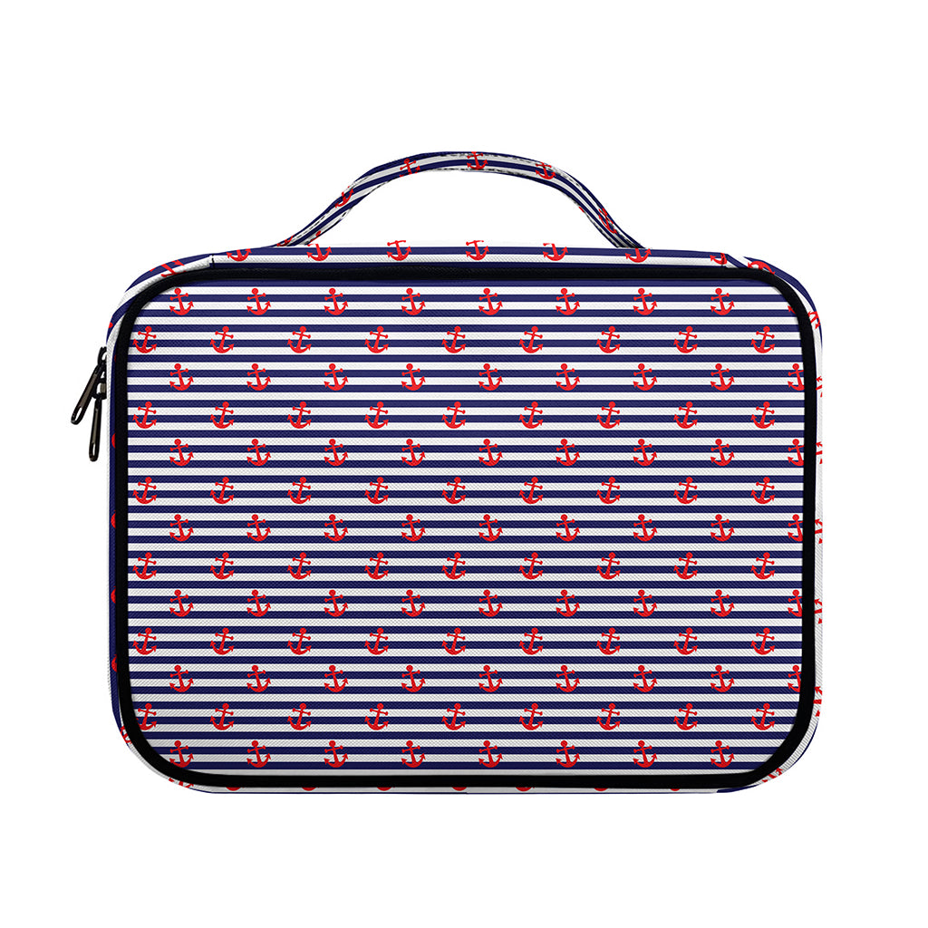 Blue Striped Nautical Anchor Print Briefcase Bible Bag
