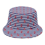 Blue Striped Nautical Anchor Print Bucket Hat