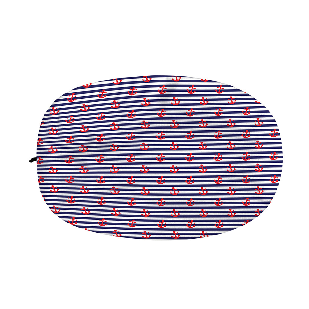 Blue Striped Nautical Anchor Print Car Side Mirror Covers