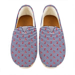 Blue Striped Nautical Anchor Print Casual Shoes
