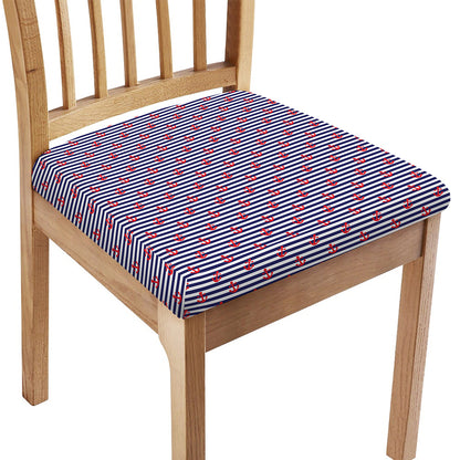 Blue Striped Nautical Anchor Print Chair Cushion Cover