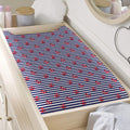 Blue Striped Nautical Anchor Print Changing Pad Cover