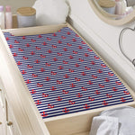 Blue Striped Nautical Anchor Print Changing Pad Cover