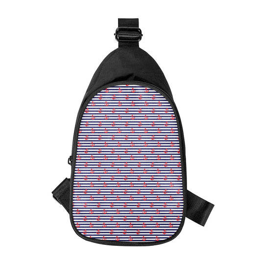 Blue Striped Nautical Anchor Print Chest Bag