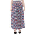 Blue Striped Nautical Anchor Print Chiffon Maxi Skirt