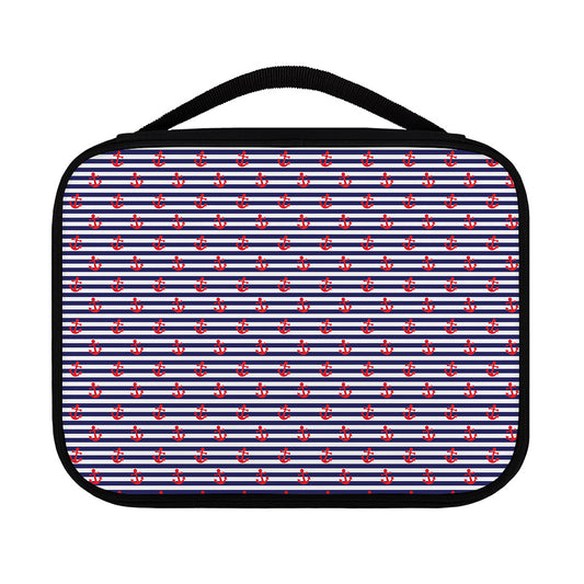 Blue Striped Nautical Anchor Print Classic Bible Case