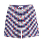 Blue Striped Nautical Anchor Print Cotton Shorts