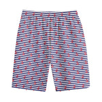 Blue Striped Nautical Anchor Print Cotton Shorts