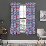 Blue Striped Nautical Anchor Print Curtain