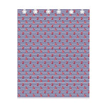 Blue Striped Nautical Anchor Print Curtain