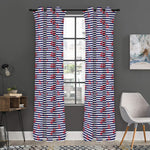 Blue Striped Nautical Anchor Print Curtain