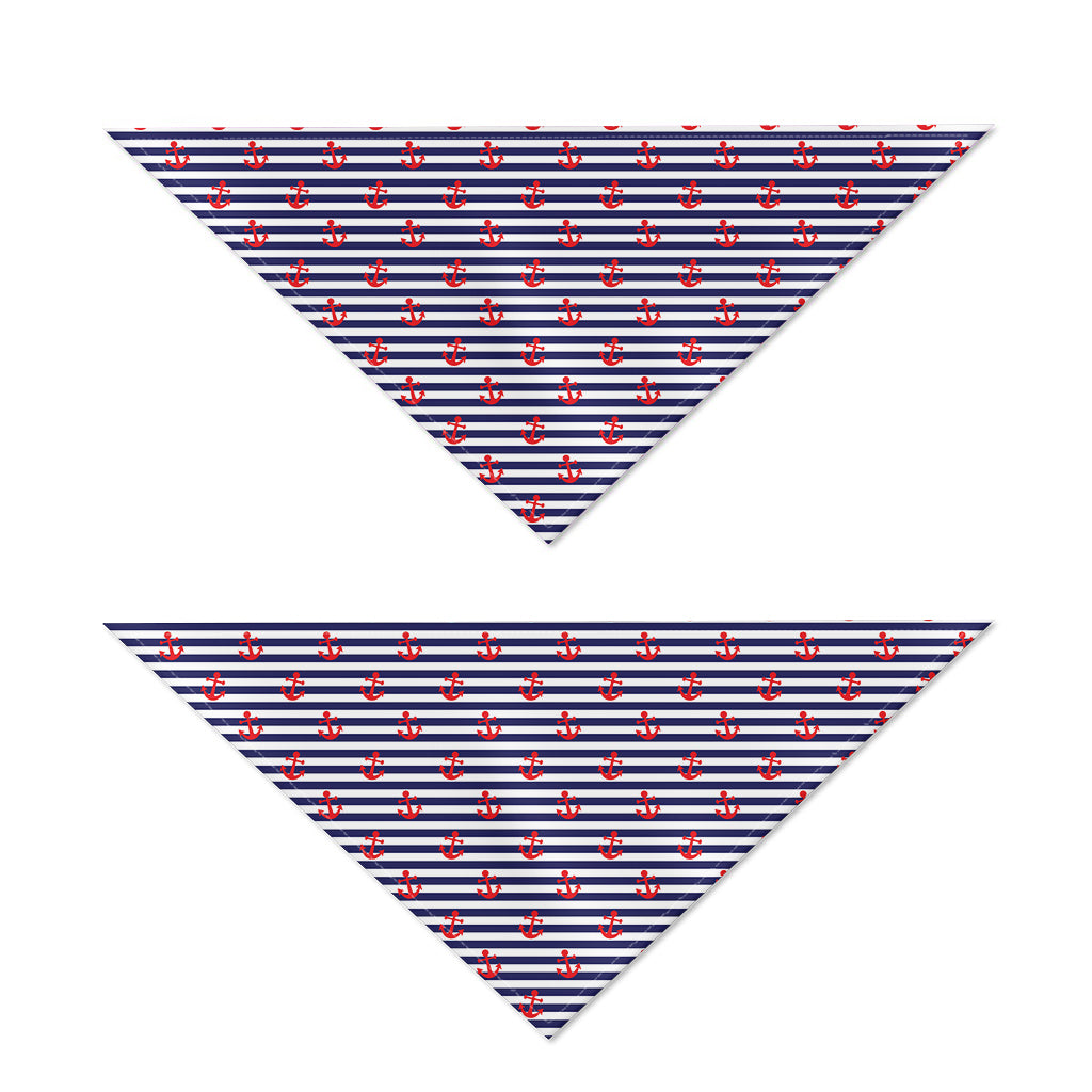 Blue Striped Nautical Anchor Print Dog Bandana