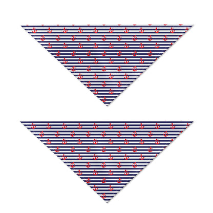 Blue Striped Nautical Anchor Print Dog Bandana