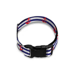 Blue Striped Nautical Anchor Print Dog Collar