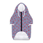 Blue Striped Nautical Anchor Print Dog Zip Up Hoodie