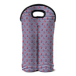 Blue Striped Nautical Anchor Print Double Neoprene Wine Tote