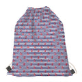 Blue Striped Nautical Anchor Print Drawstring Bag