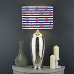Blue Striped Nautical Anchor Print Drum Lamp Shade