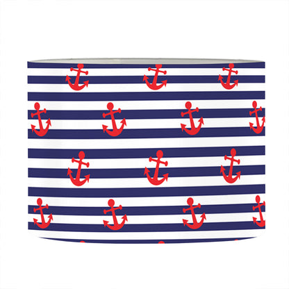 Blue Striped Nautical Anchor Print Drum Lamp Shade