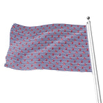 Blue Striped Nautical Anchor Print Flag