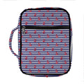 Blue Striped Nautical Anchor Print Front Pocket Bible Bag