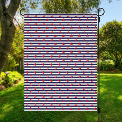 Blue Striped Nautical Anchor Print Garden Flag