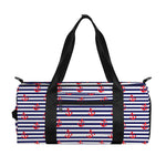 Blue Striped Nautical Anchor Print Gym Bag