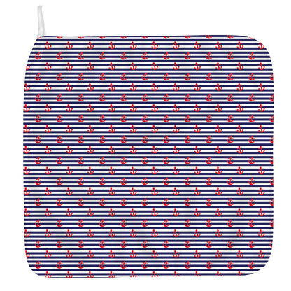 Blue Striped Nautical Anchor Print Hand Towel