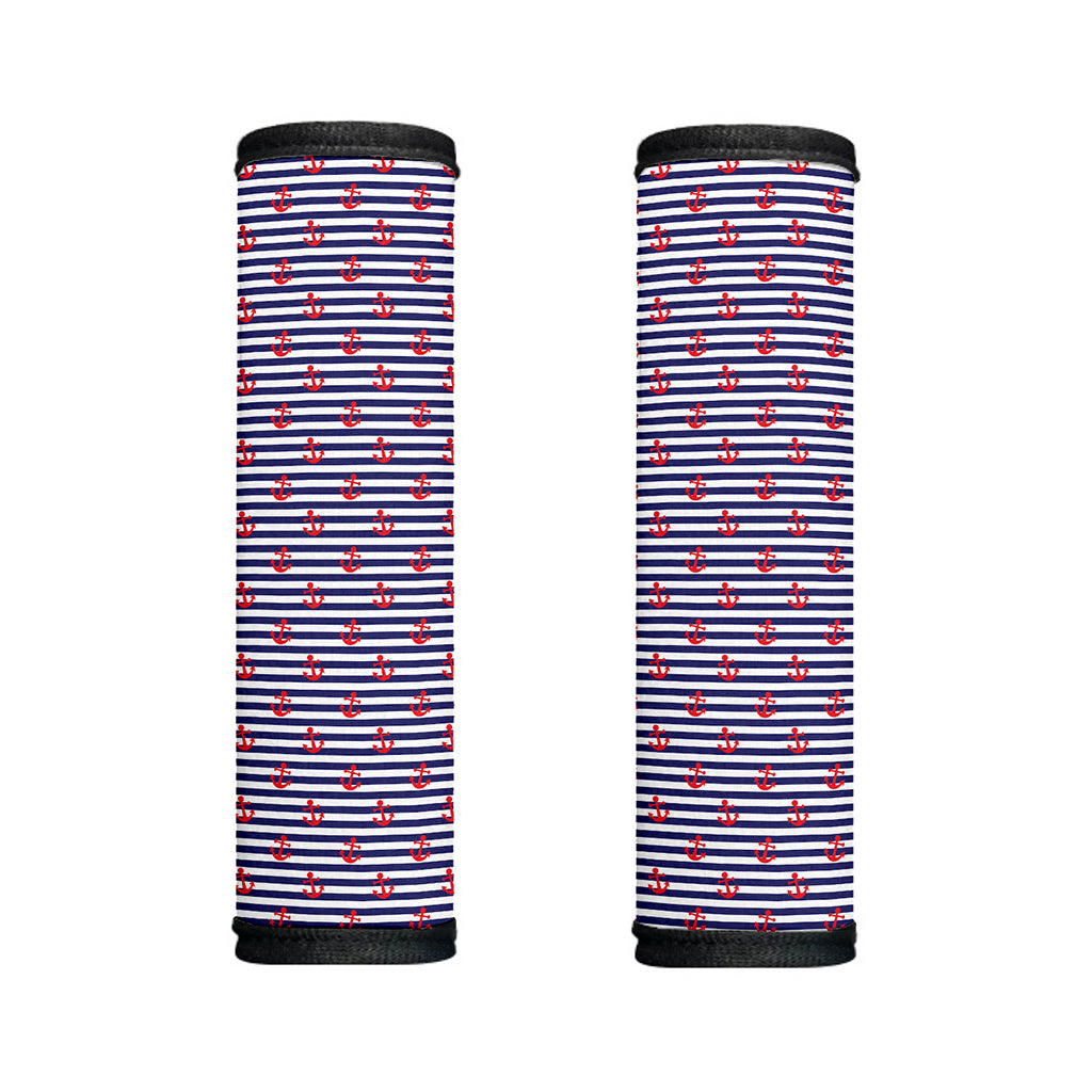 Blue Striped Nautical Anchor Print Handle Covers