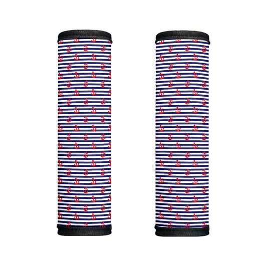 Blue Striped Nautical Anchor Print Handle Covers