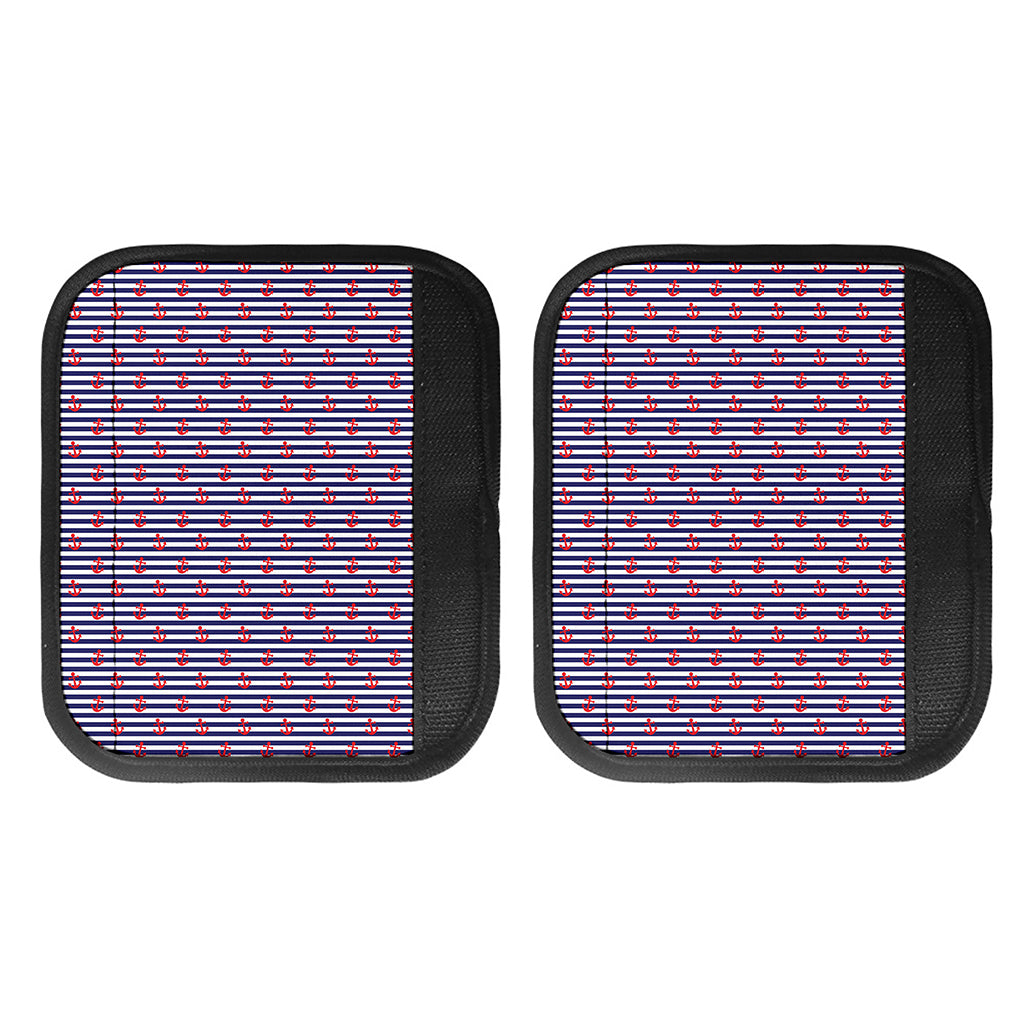 Blue Striped Nautical Anchor Print Handle Covers