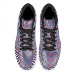 Blue Striped Nautical Anchor Print High Top Leather Sneakers