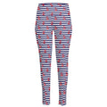 Blue Striped Nautical Anchor Print High-Waisted Pocket Leggings