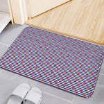 Blue Striped Nautical Anchor Print Indoor Door Mat