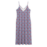 Blue Striped Nautical Anchor Print Jersey Midi Cami Dress